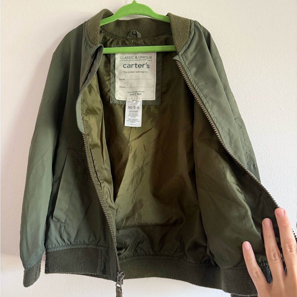 Carter's Olive-Tone Kids' Lined Lightweight Bomber Jacket - 5/6 💚